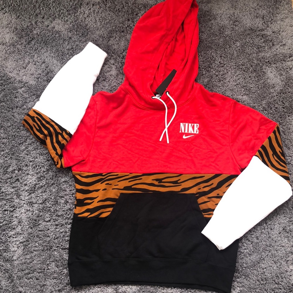 Nike Colorblock Animal Print Sportswear Hoodie, SM
